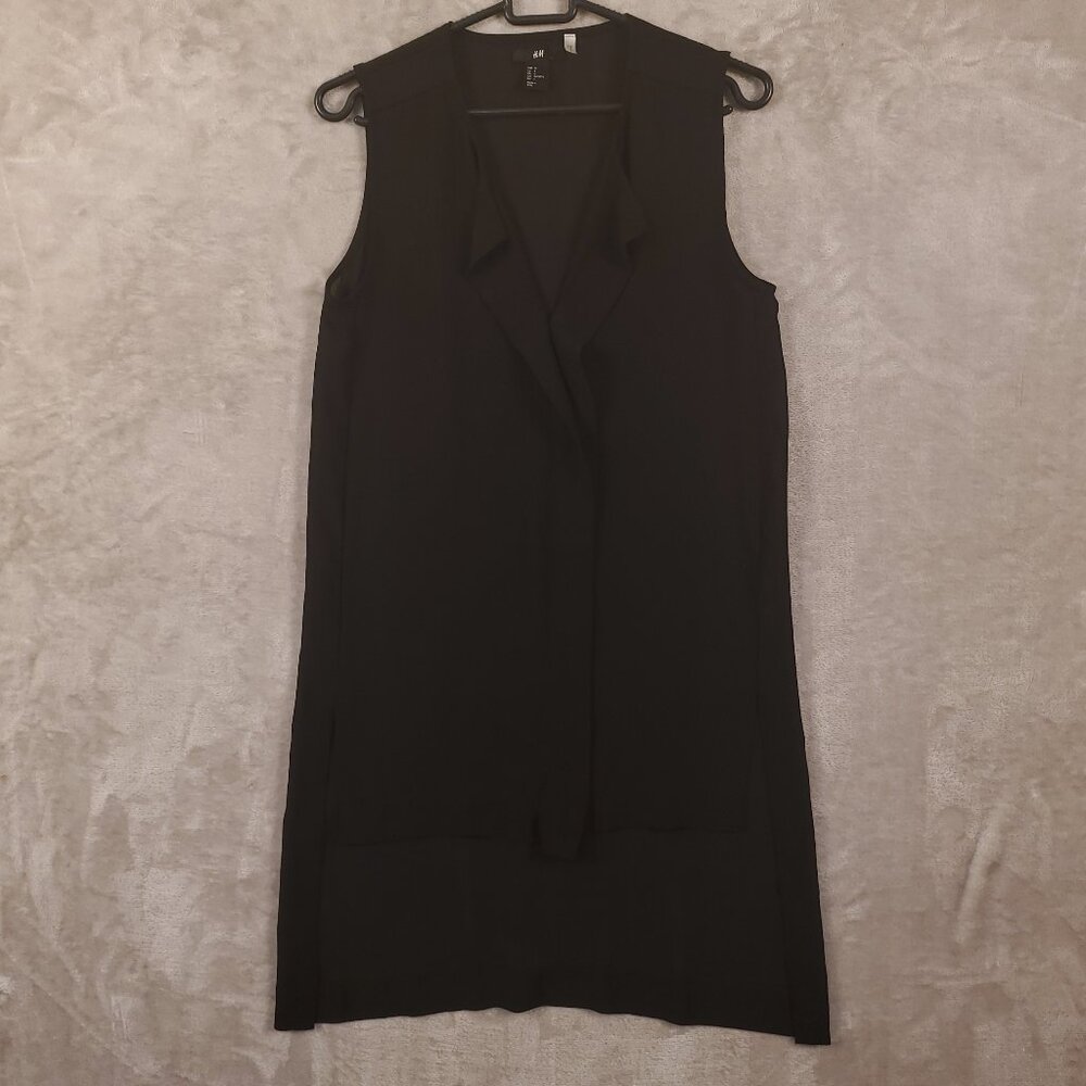 H&M High Low, Sheer Black, V neck shirt,‎ Women's size 4